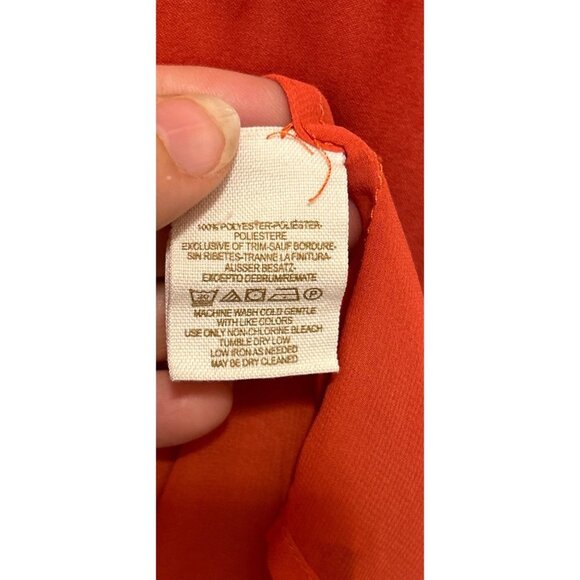 Women's Med Free People Sheer Luck Shirt Rust Orange Long Sleeve - Picture 6 of 10